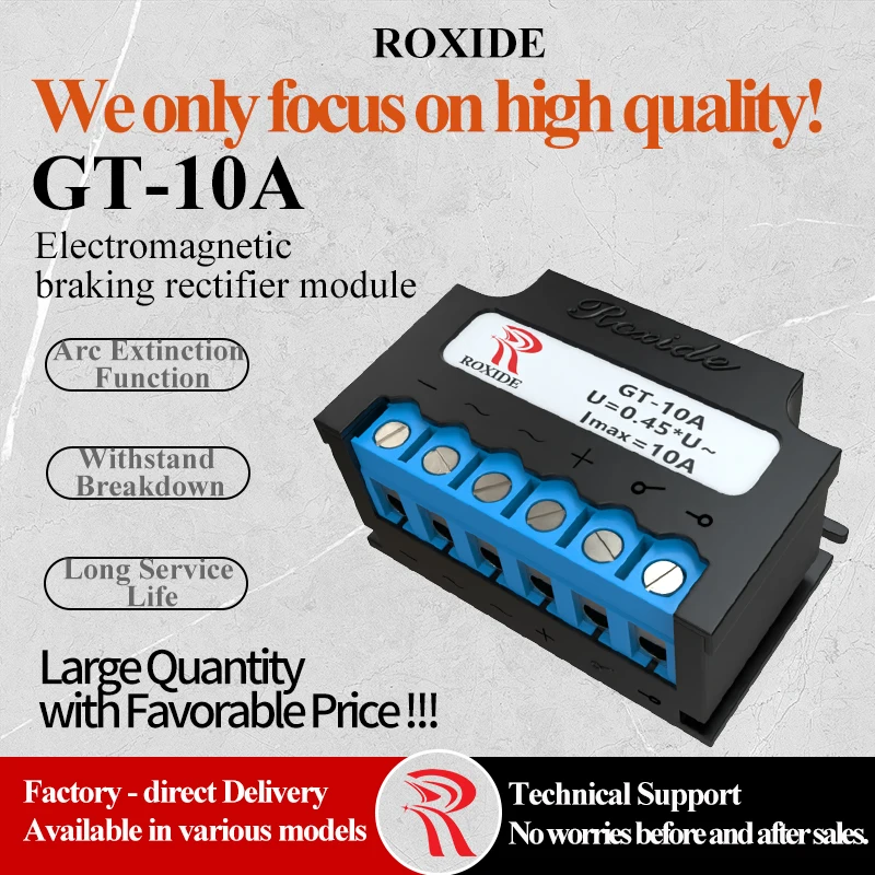 Brake Rectifier Module GT-10A, Motor Holding Brake Switch, Power Supply, Brake Rectifier DeviceUin max = 575VAC, U = 0.45*Uin, I