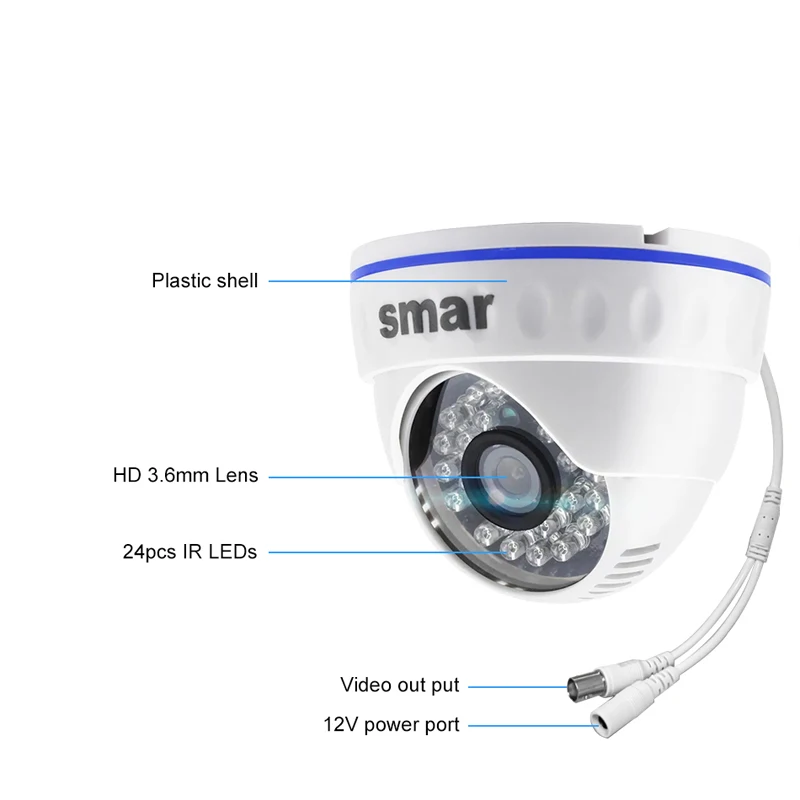 Smar 4CH 1080N 5 in 1 AHD DVR Kit 4PCS 720P/1080P IR AHD Camera Kit CCTV System Indoor Dome Security Surveillance Set
