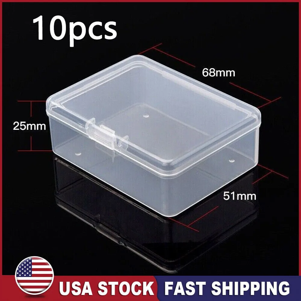 10X Plastic Mini Storage Clear Box Jewelry Coin Holder Container Storage