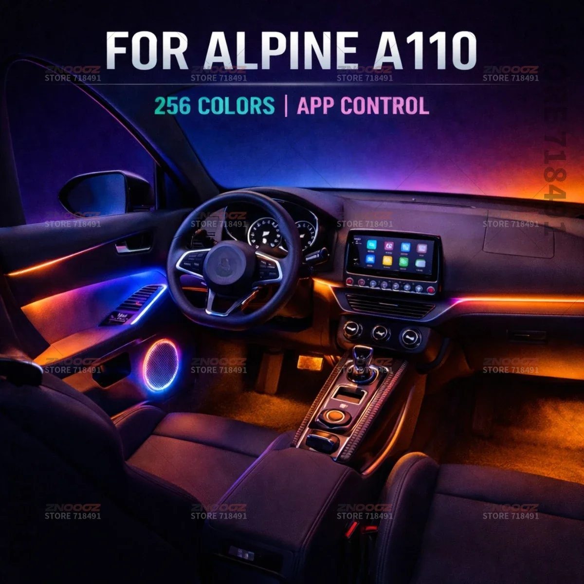 22in1 RGB Car Interior Acrylic Car Ambient Lights RGB Hidden Acrylic Strip Decoration Atmosphere Accessories For Alpine A110