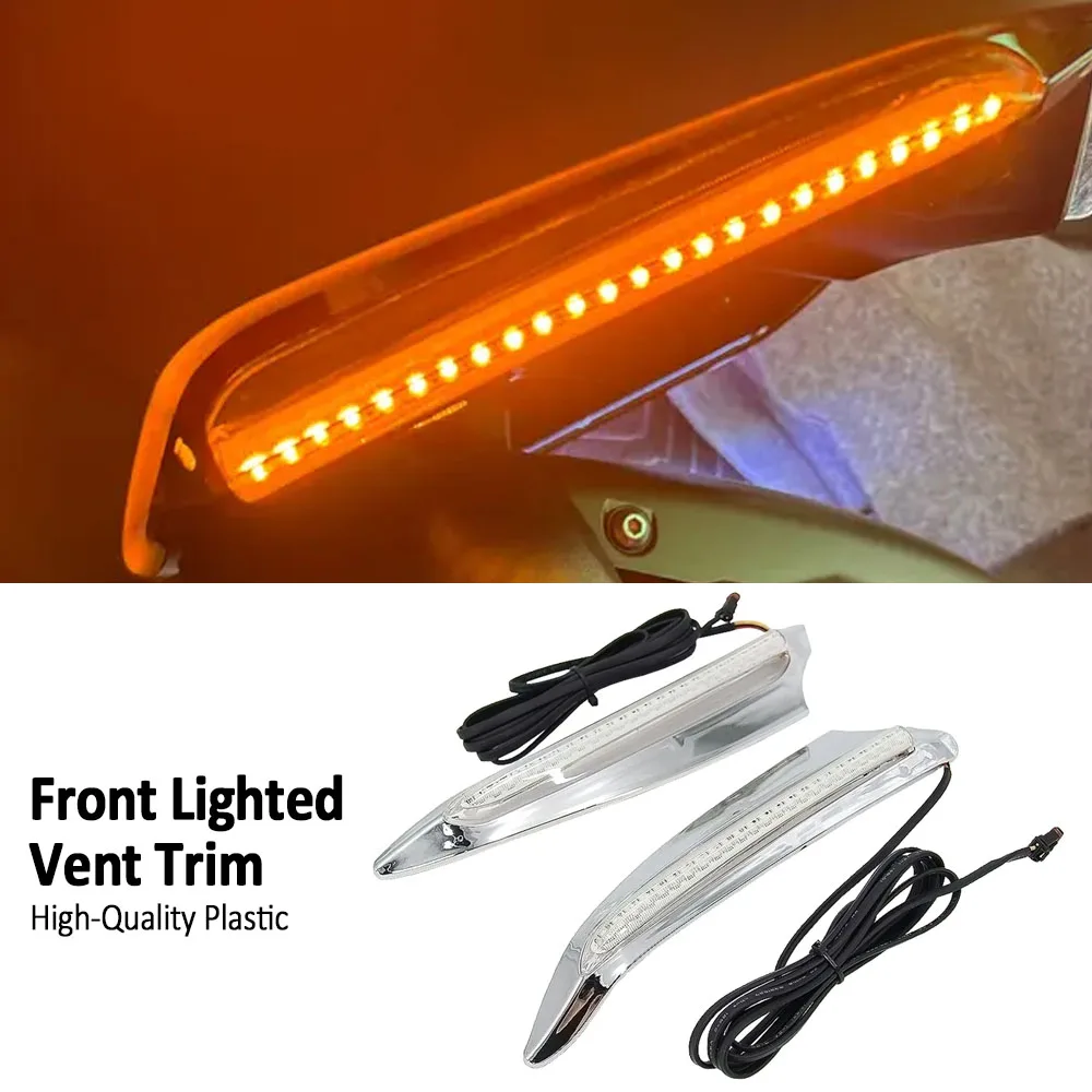 

For HONDA Gold Wing GL1800 Goldwing GL 1800 DCT 2018-2024 Motorcycle Front Lighted Vent Trim LED Turn Signal Kit Chrome