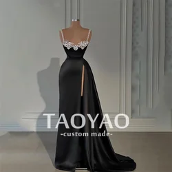 Modern Sheath Evening Dresses Sweetheart Beaded Black Long Chic Wedding Dress Party Dresses Prom Dress Vestidos De Fiesta