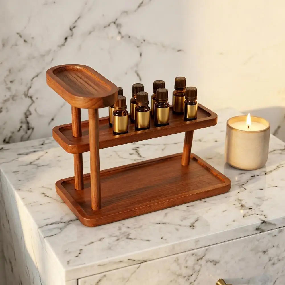 Warm Tone Wood Stand Desktop Display Stand Solid Wood Rack Stable Structure Versatile Organizer Simple Office Storage Bracket