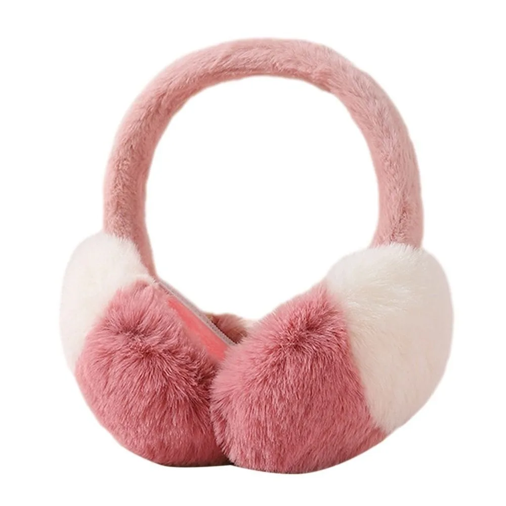 Moda pele do falso orelha muffs cor doce engrossar dobrável earflap macio pelúcia mais quente earmuffs outono inverno acessórios de vestuário