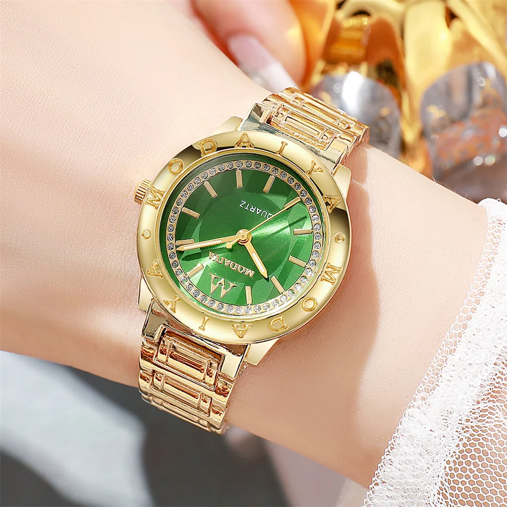Luxury Ladies 2025 New Simple Diamonds Quartz Watch Casual Golden Stainless Steel Women's Fashion Dress Watches