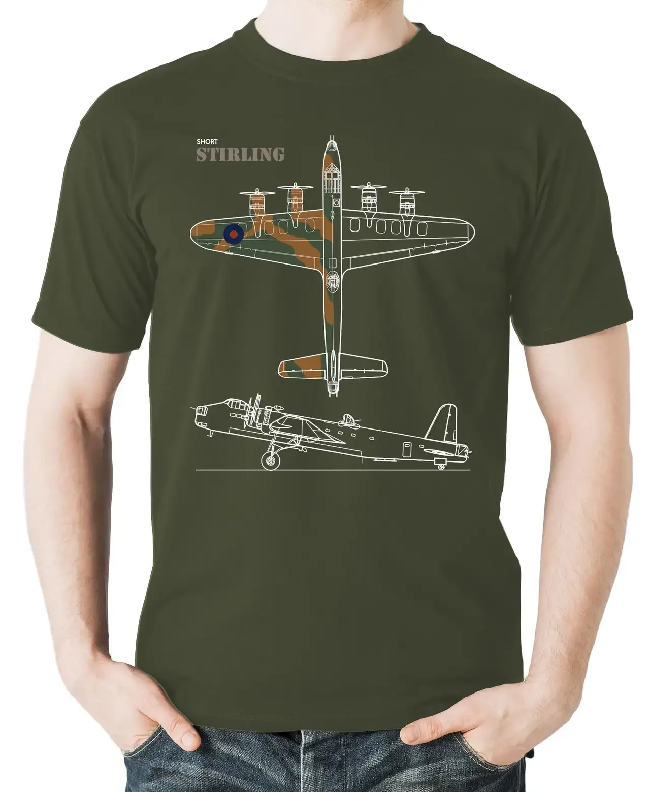 WWII Aviation RAF Short Stirling Heavy Bomber T-Shirt 100% Cotton O-Neck Summer Short Sleeve Casual Mens T-shirt Size S-3XL