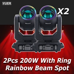 2Pcs/lot 200W LED Moving Head Light With Ring Beam+Spot+18 Rotating Prisms+Rainbow Effect Dmx Stage Light Effect Light Disco Dj