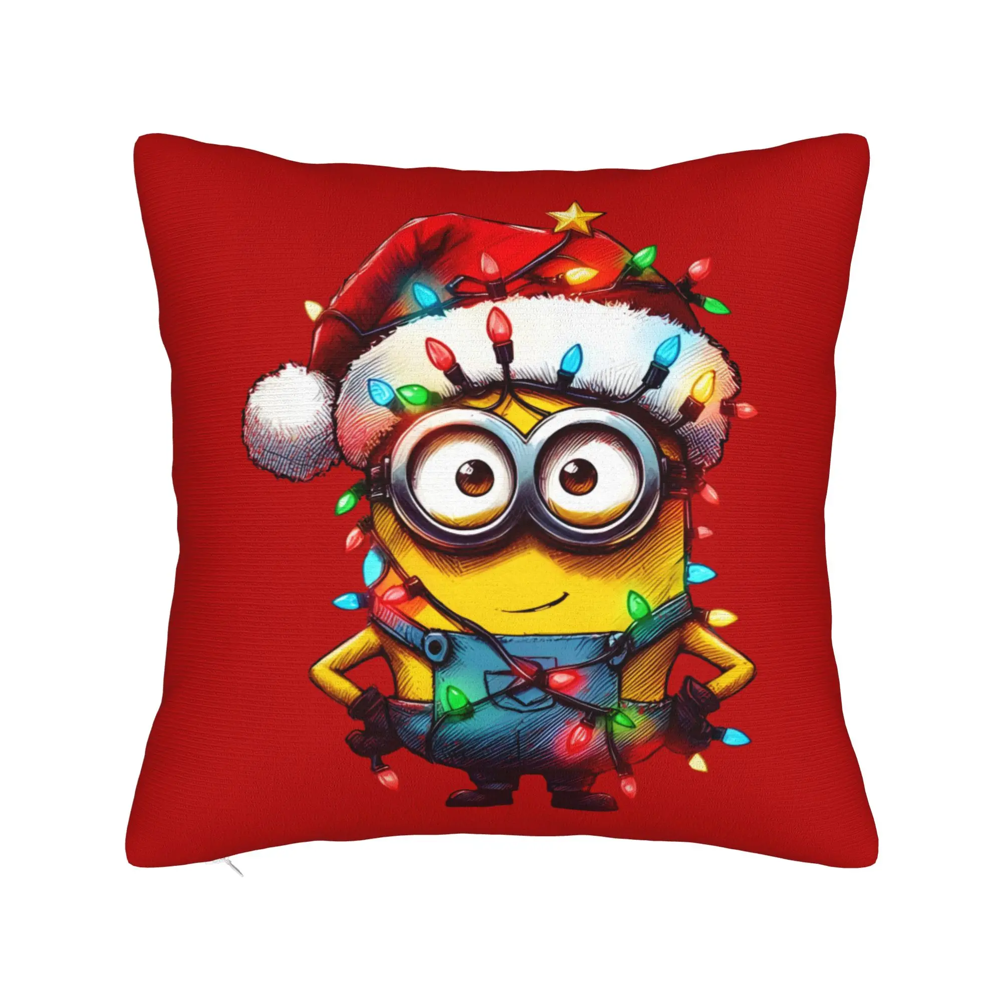 Cartoon M-Minions Christmas Pillowcase Printed Polyester Cushion Cover Decorations  Pillow Case Cover Home Dropshipping 18''