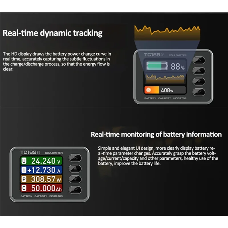 

【Эксклюзив!】Высокоточный измеритель кулона с цветным экраном TC169SE Измеритель напряжения и тока батареи Тестер емкости литиевой батареи