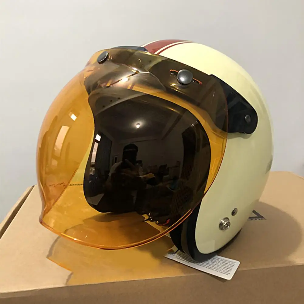 Helmet Lens Flip Up Retro Sun Protection Anti-fog with Bracket 3-Snap Windproof Open Face Motorcycle Helmet Bubble Faceshield