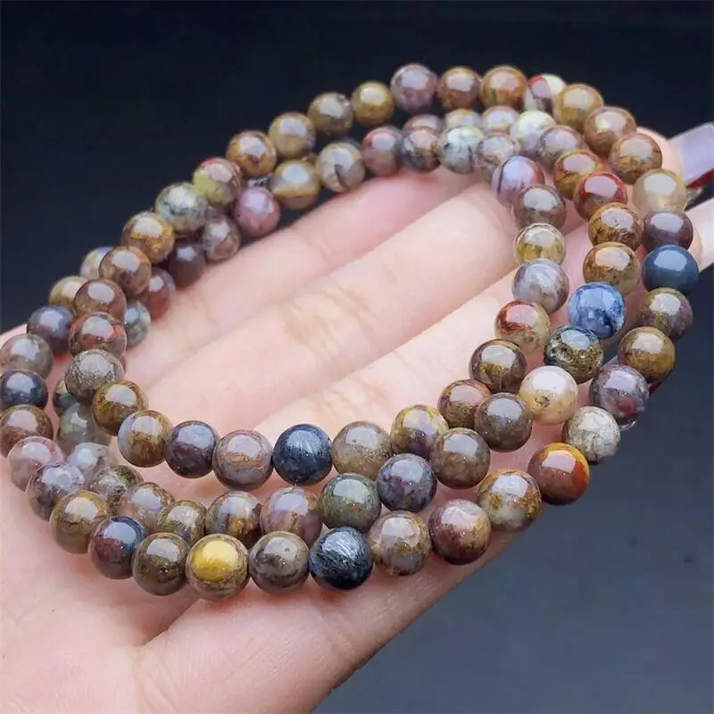 5.5MM Natural Peter Stone Triple Circle Bracelet Women Healing Gemstone Crystal Strand Bangles Jewelry Christmas Gift