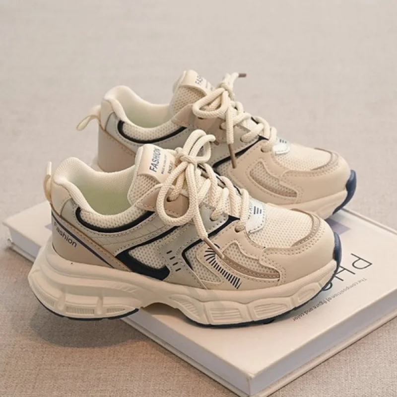 

2026 Spring Sport Shoes For Children Trend Fashion Teenager Kid's Sneakers PU Leather Waterproof Running Footwear Boys Girls