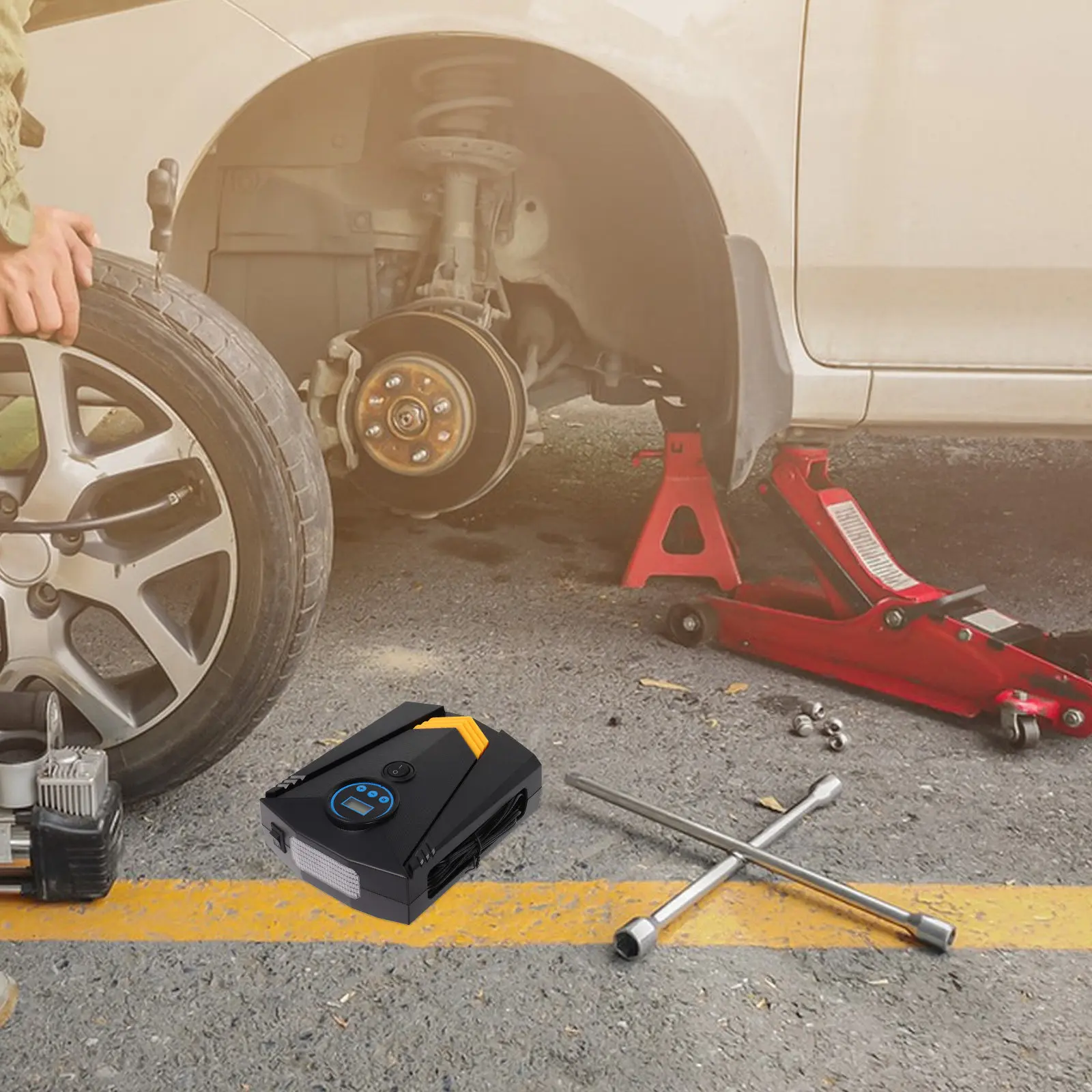 Handheld Electric Tire Inflator for Ev Cars Digital Display Portable Compact Air Compressor Quick Inflate Car Motorcycle Bicycle