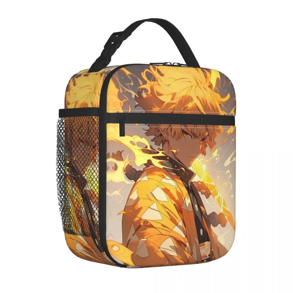 Demon Slayer Zenitsu Anime Insulated Lunch Bags Leakproof Lunch Container Cooler Bag Tote Lunch Box Beach Travel Men Women