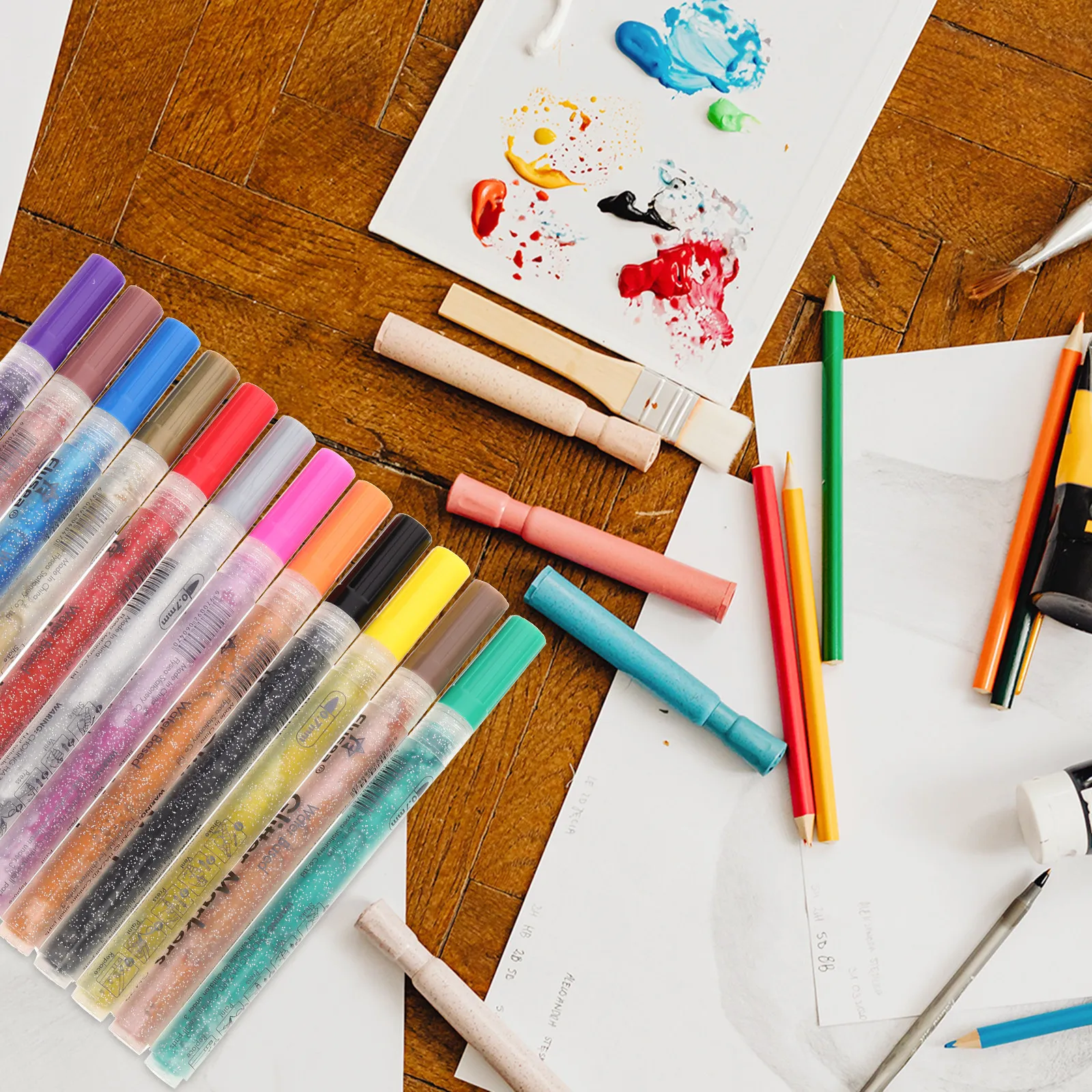 

Набор из 12 блестящих маркеров для рисования и письма по стеклу, пластику, металлу, камню. Премиум-качество.