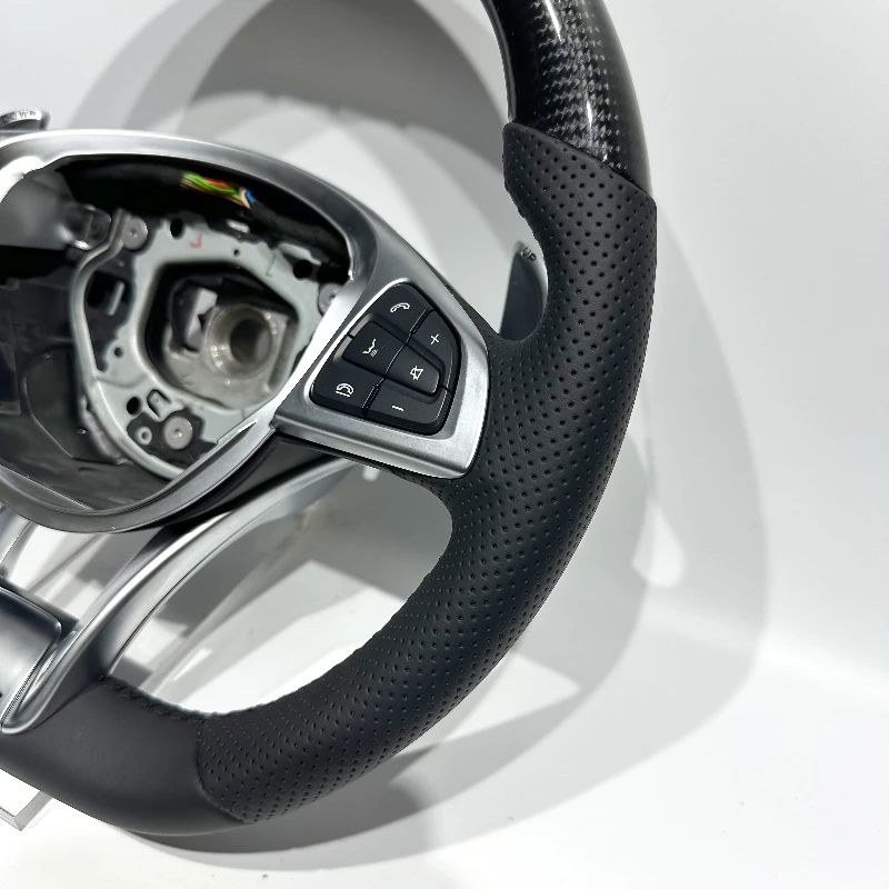 High-Quality Carbon Fiber Leather Accented Steering Wheel for Mercedes-Benz W205 AMG C63 GLC C E - Personalized Car Accessory