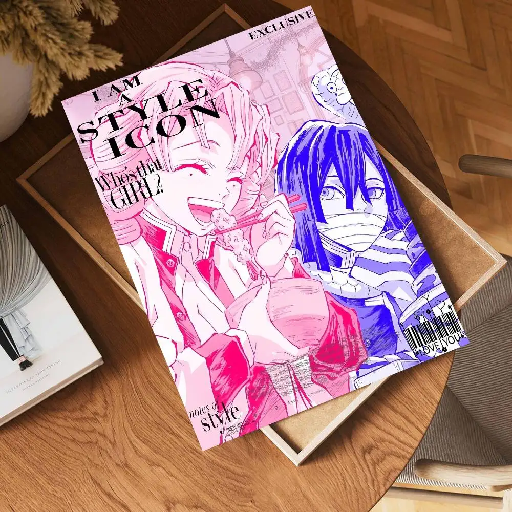 Anime Romance M-Mitsuri And O-Obanai Whitepaper Poster Waterproof Paper Sticker Coffee House Bar Aesthetic Art Wall Painting