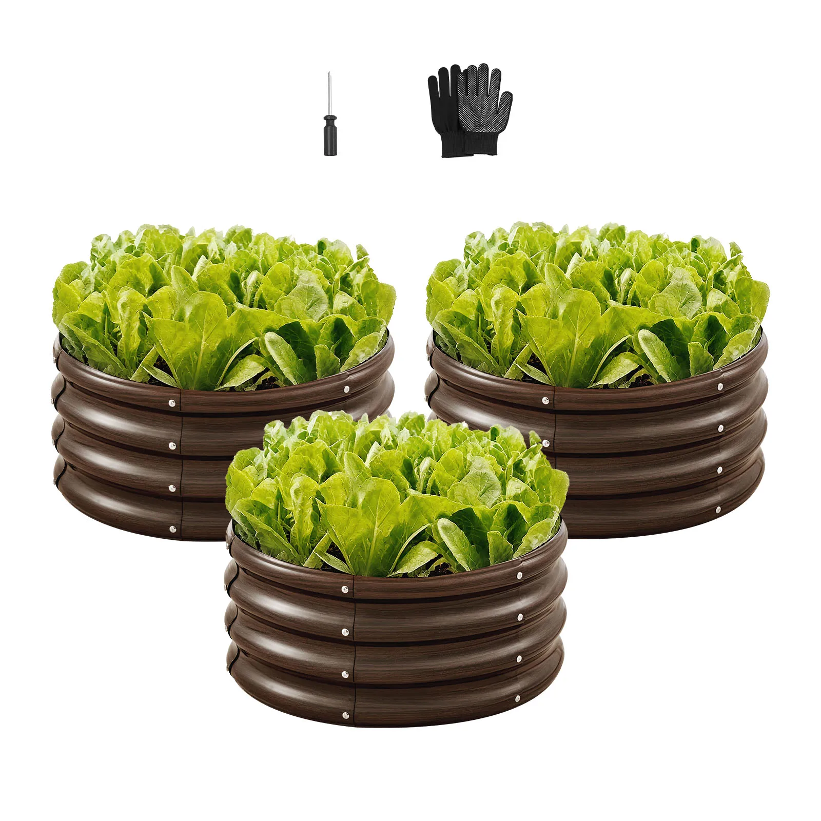 

SucceBuy Metal Raised Garden Bed Outdoor Galvanized Planter Garden Box Open Bottom Design for Growing Vegetables Flowers Herbs