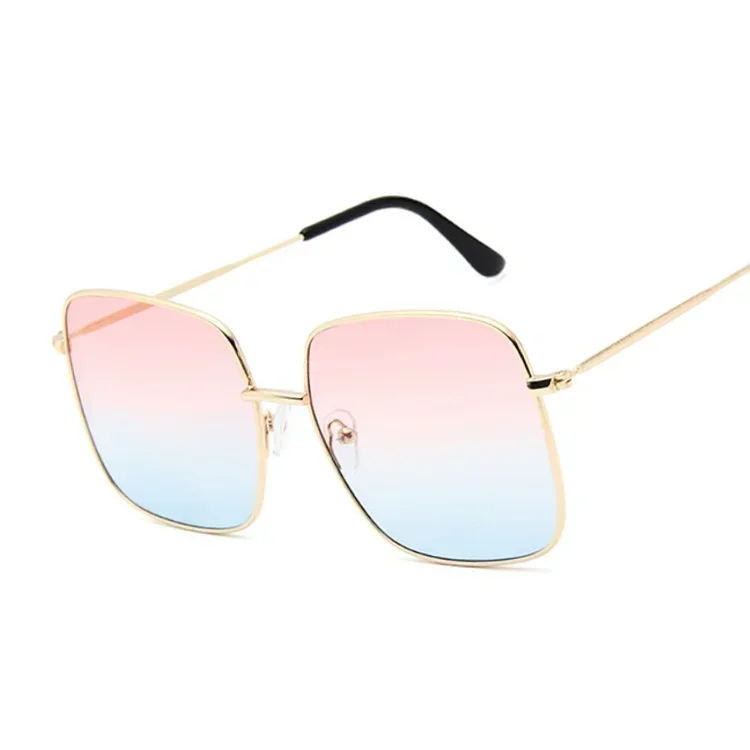 Fashion Square Sunglasses Woman Brand Designer Ladies Sunglasses Male Female Vintage Big Frame Alloy Colorful Ocean Mirror