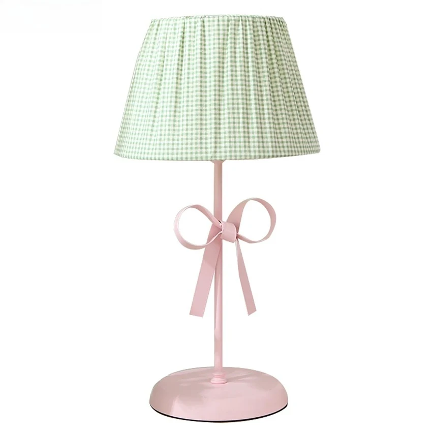 Korean Style Butterfly Knot Fabric Lampshade Iron Bedside Princess Girls Light for Children Room Home Lighting Decor
