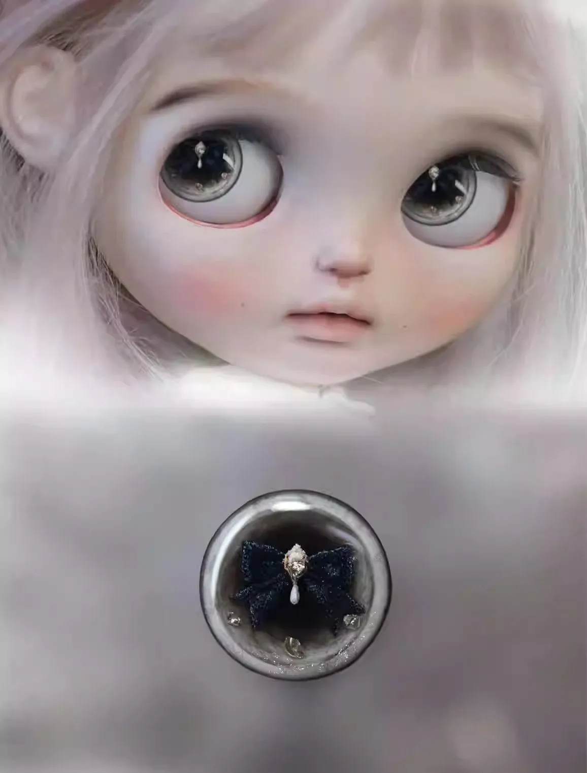 

Dula Handmade Three-dimensional glue hand engraving Black bow Magnetism Eyepiece Eye Chips Blythe Bjd Doll Accessories