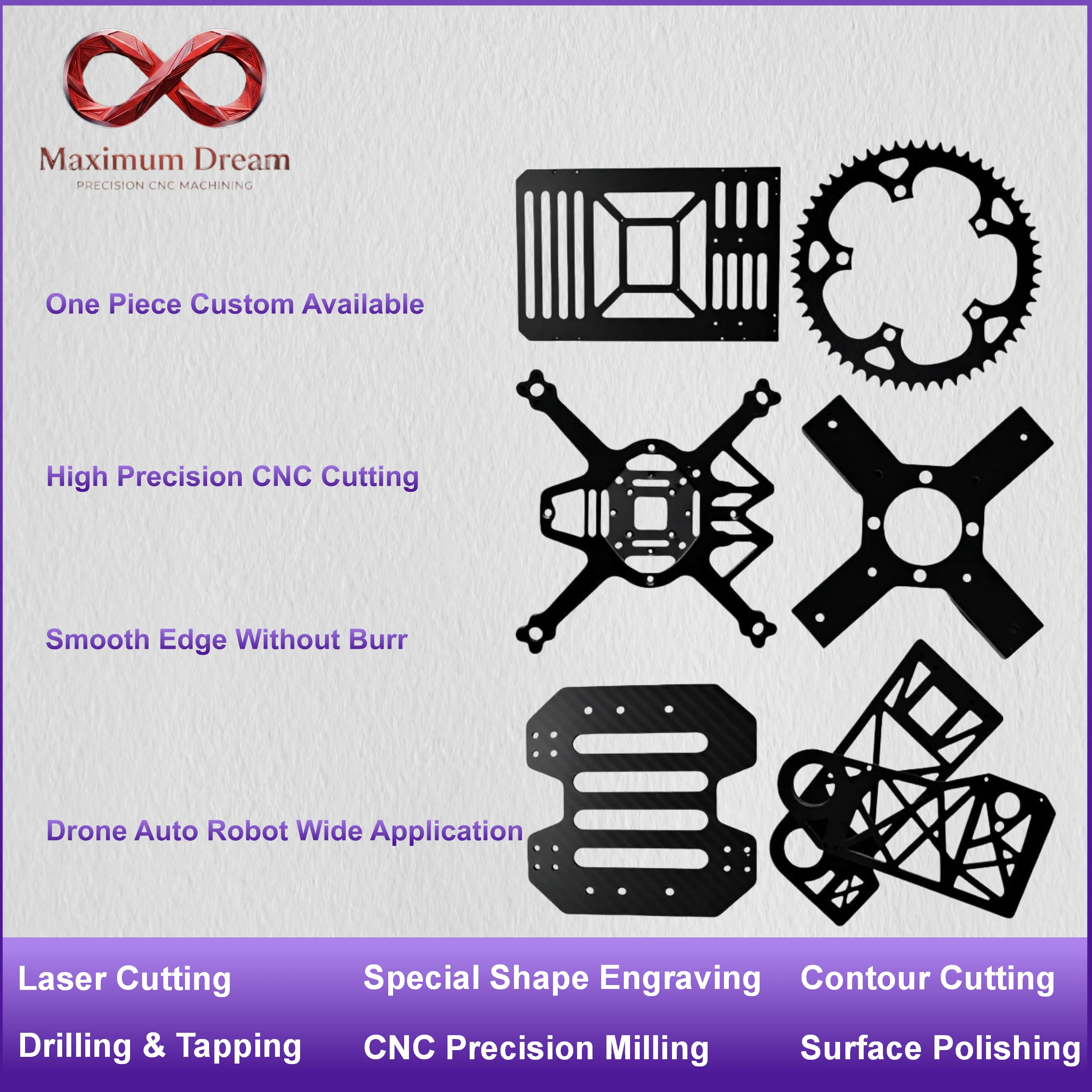 Custom 3K Carbon Fiber Plate CNC Cutting Service 100% Real Carbon Sheet Panel Drone UAV RC Chassis Fabricate Send DXF 1pc