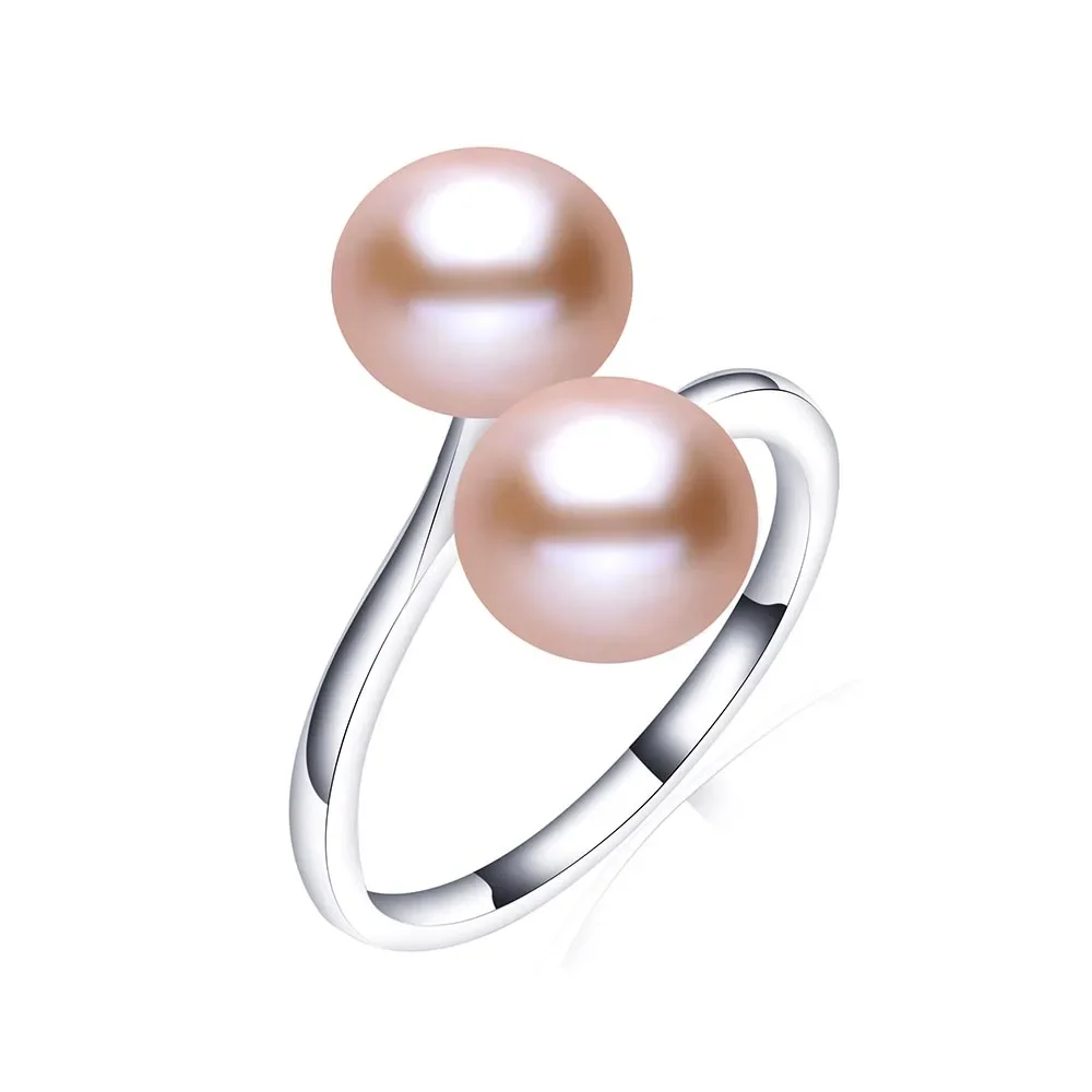 2026 New Arrival Black Natural Freshwater Pearl Ring Adjustable Fashion Novel Ring 925 Sterling Silver Jewelry For Women Gifts