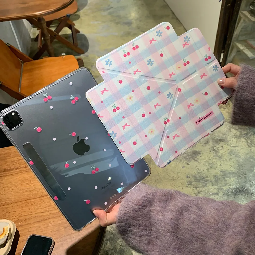 Separating Cherry Grid Case For iPad A16 11th 10th Gen 10.2 7th 8th 9th Cover IPad Pro 12.9