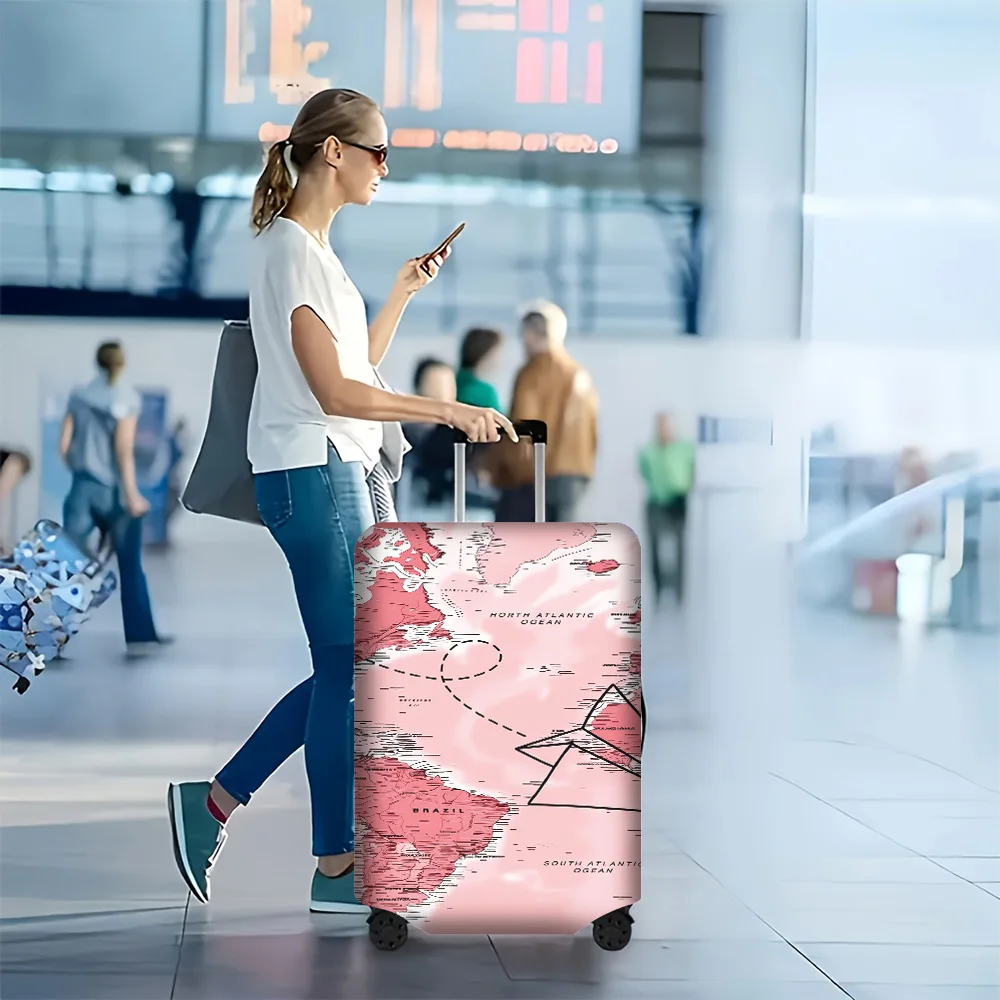 

1PC world map printed luggage cover for 18 – 32 inch luggage; dust and elastic travel accessories to effectively protect your