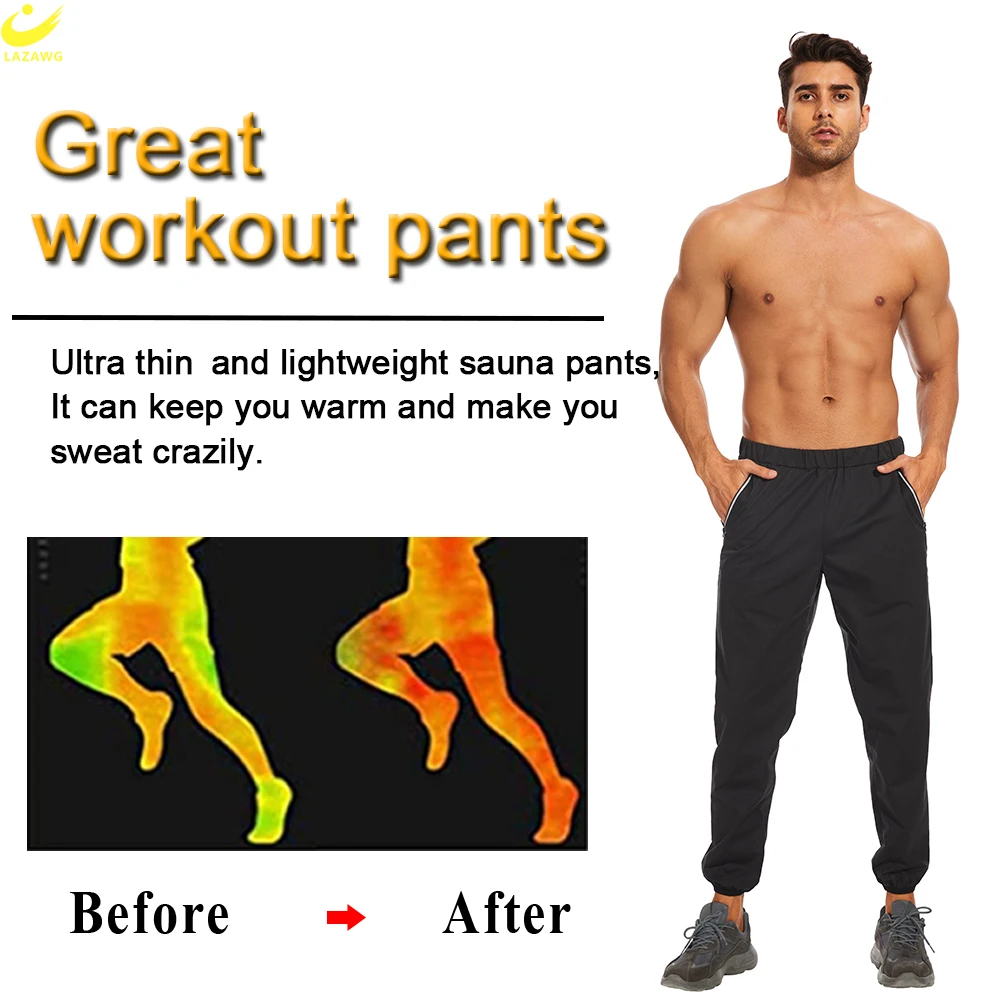 LAZAWG Men Sauna Suit Slimming Long Sleeve Sweat Jacket Leggings Weight Loss Tracksuit Body Shaper Thin Thermo Sportwear