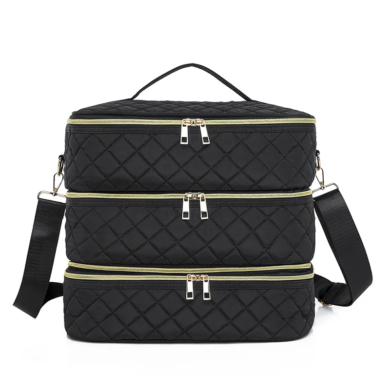 Sac de rangement de vernis à ongles à 3 couches, sac d'huile essentielle, grand sac à bandoulière Portable, outil de soins des ongles cosmétiques, Kit de soins des ongles, boîte de rangement