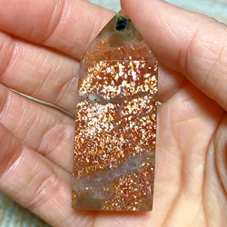 High Quality Natural Crystal Gem Sunstone Tower Point Reiki Rainbow Flashy Gemstone Healing Precious Home Decoration Gift