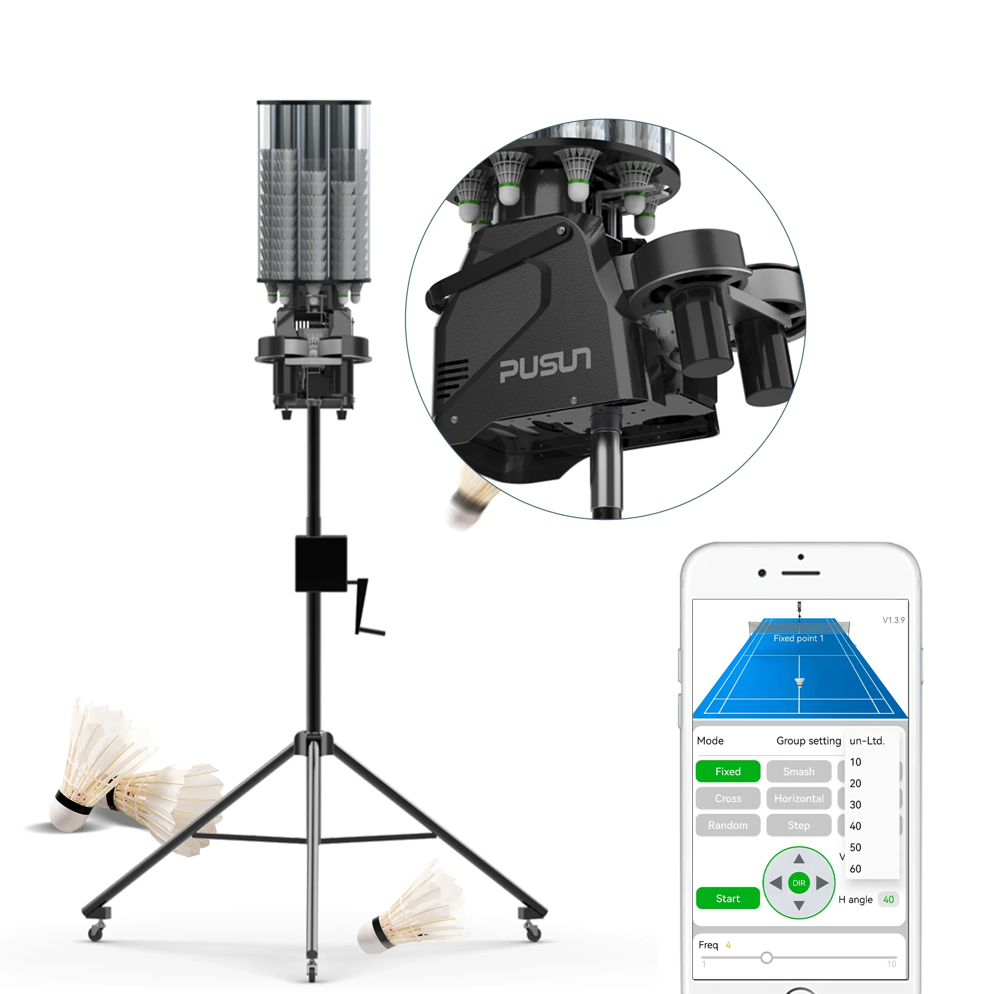 

Wholesale Price MINI Badminton Feeding Machine Faster Frequency Shoot Badminton Training Machine for Entertainment