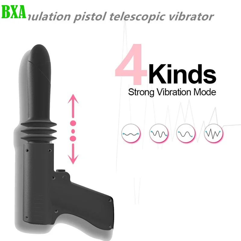 NEW 1PCS Sex Pistols 4-Vibration Modes G-Spot Dildos Pistol Automatic Telescopic Gun Masturbation Sex Toys for Woman Female