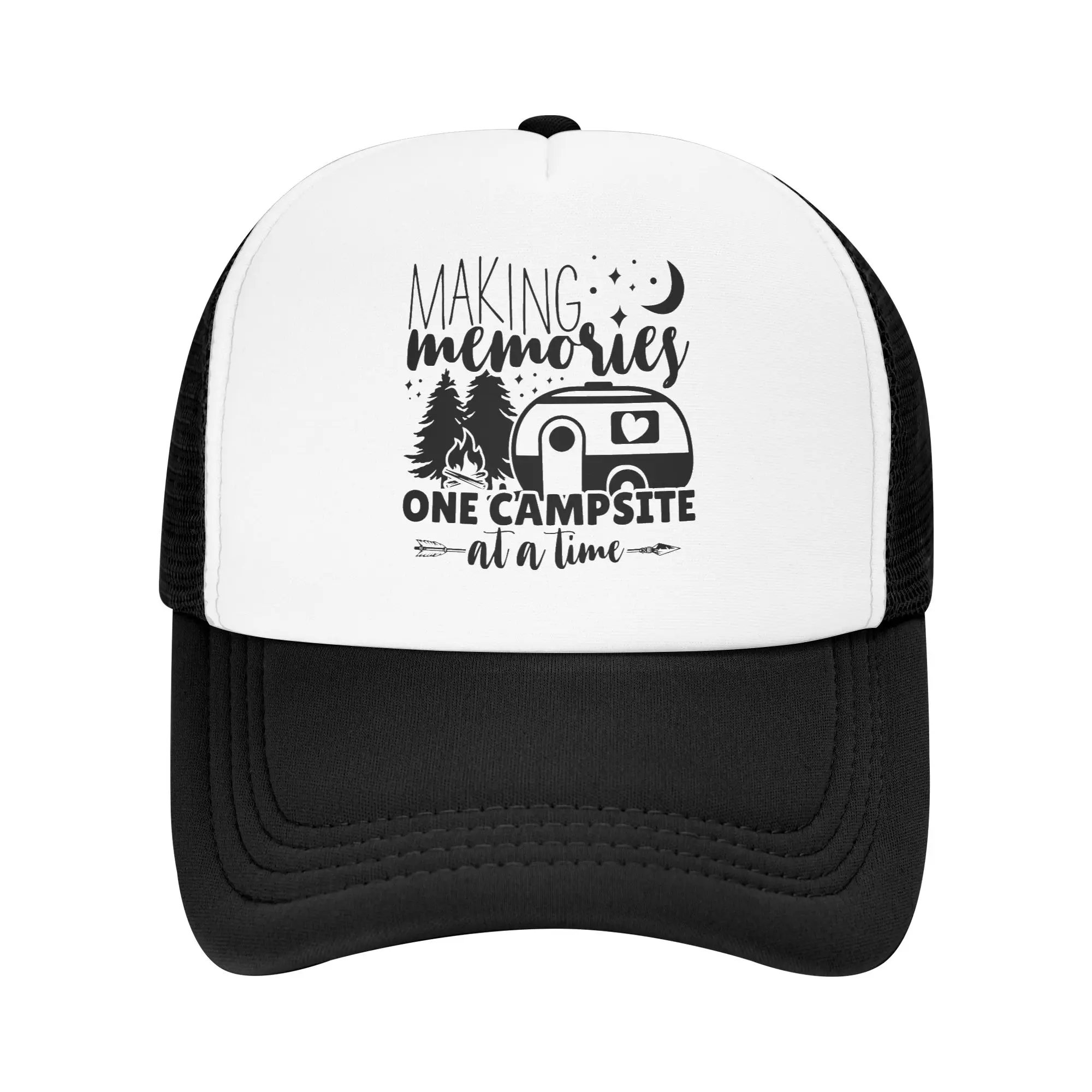 Classic Unisex Adventure Camping Happy Camper Trucker Hat Adult  Adjustable Baseball Cap Men Women Sun Protection  Trucker Cap