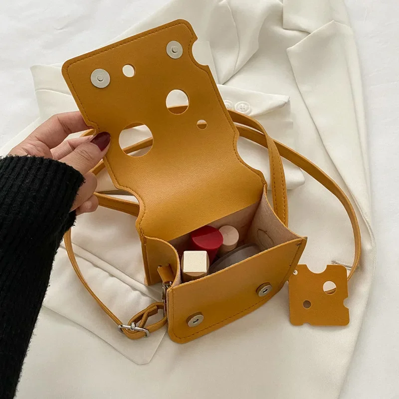 Cheese Shaped Mini Bags For Women 2024 New Cute Earphone Lipstick Purses And Handbags Female Small Crossbody Shoulder Bag