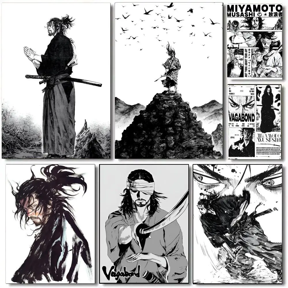 Anime Hot Vagabond Bushido Warrior  Poster Self Adhesive Wall Art Decor for Bedroom Living Room Office Home Decor Gift