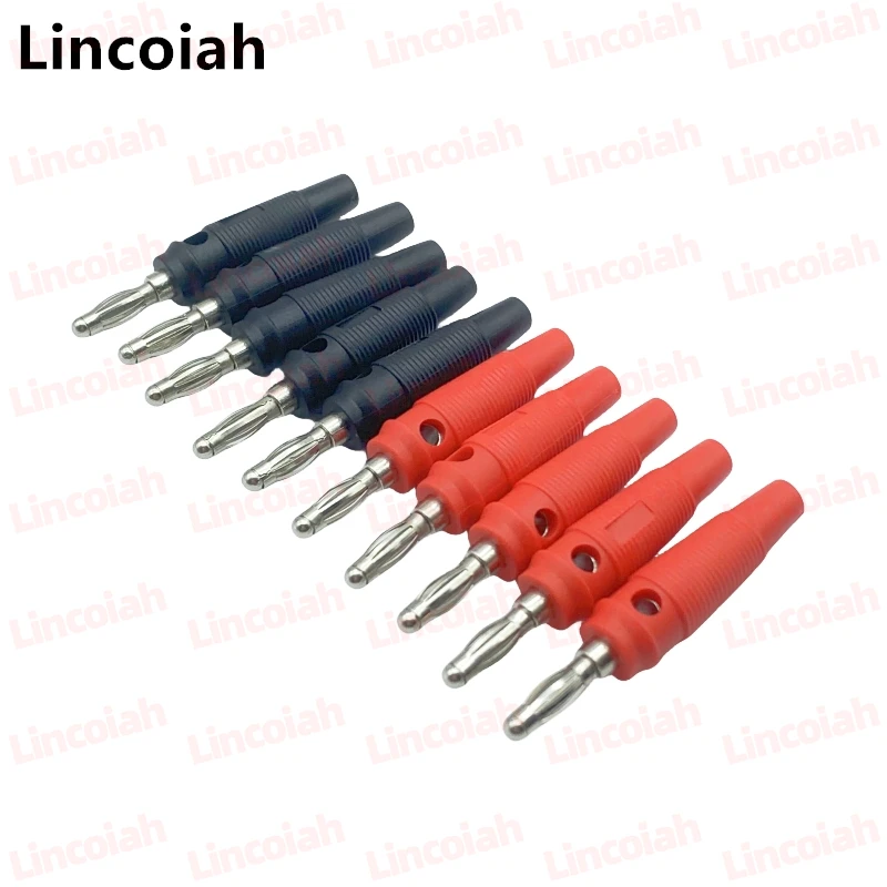 10Pcs/lot Red and Black 4mm Solderless Side Stackable Banana Plug