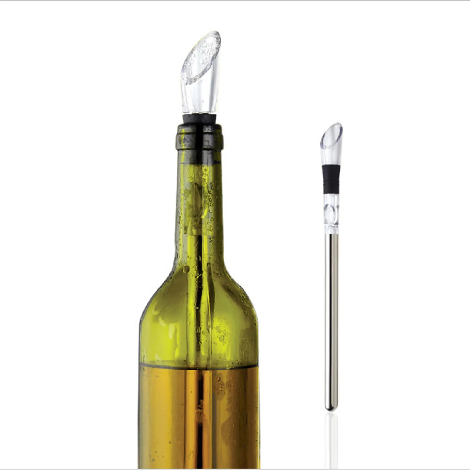 مبرد نبيذ بدون أيس من الفولاذ المقاوم للصدأ ، عصا تبريد الزجاجة ، مدفأة تهوية وصنارة دورق ، مبرد 3 في 1