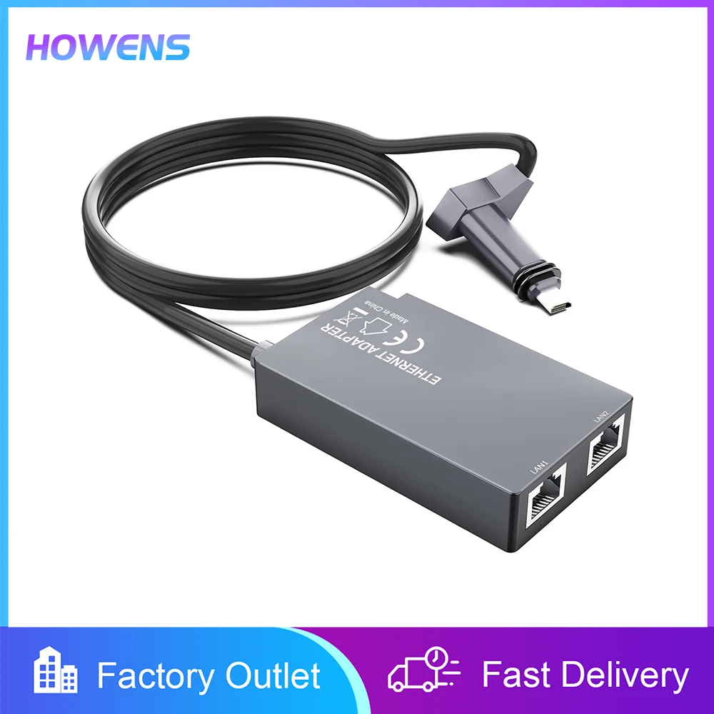 Ethernet Adapters Dual Port RJ45 1000 Mbps Support For Starlink GEN 2/V2 Multi Cable Devices TV PC Gaming Camera Expand Network