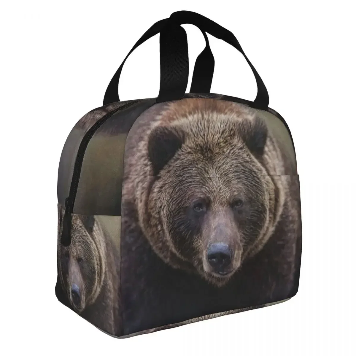 Brown Bear Insulated Lunch Tote Bag for Women Kids Portable Thermal Cooler Lunch Box Camping Travel Food Picnic Container Bags