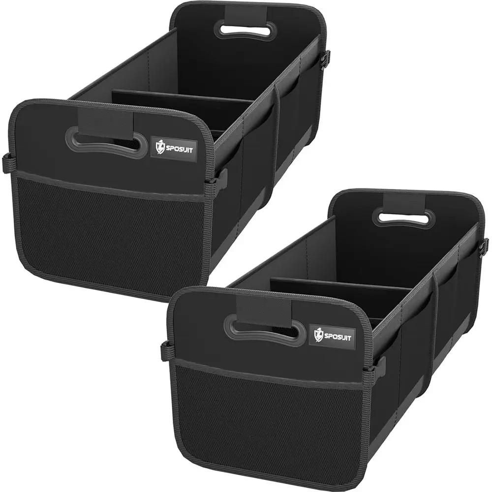 

70L Collapsible Car Storage with 11 Pockets & Reinforced Handles, SUV Trunk Organizers or Grocery Cargo (Black, 2 Pack)