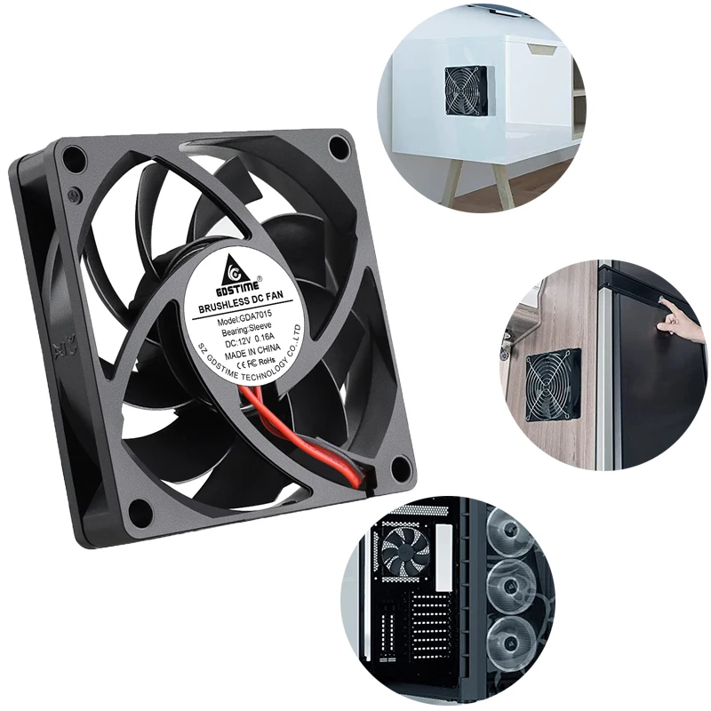 5 Pcs Gdstime 70MM x 70MM x 15MM Fans DC 12V Computer/PC/CPU Silent Cooling Case Fan 2pin CPU Cooling Fans Accessories