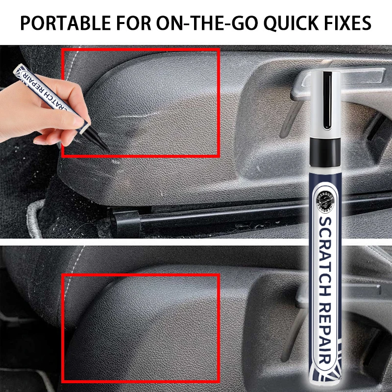 Car Plastic and Leather Touch-Up Pen - Special Marker Pen for Repairing and Refurbishing Black Plastic Interiors, Steering Wheels, and Dashboards, Car Scratch Repair Pen, Plastic Surface Repair, Correction Pen, Plastic Repair Pen, Professional-Grade Repair, Durable Paint Formula, DIY Car Scratch Repair