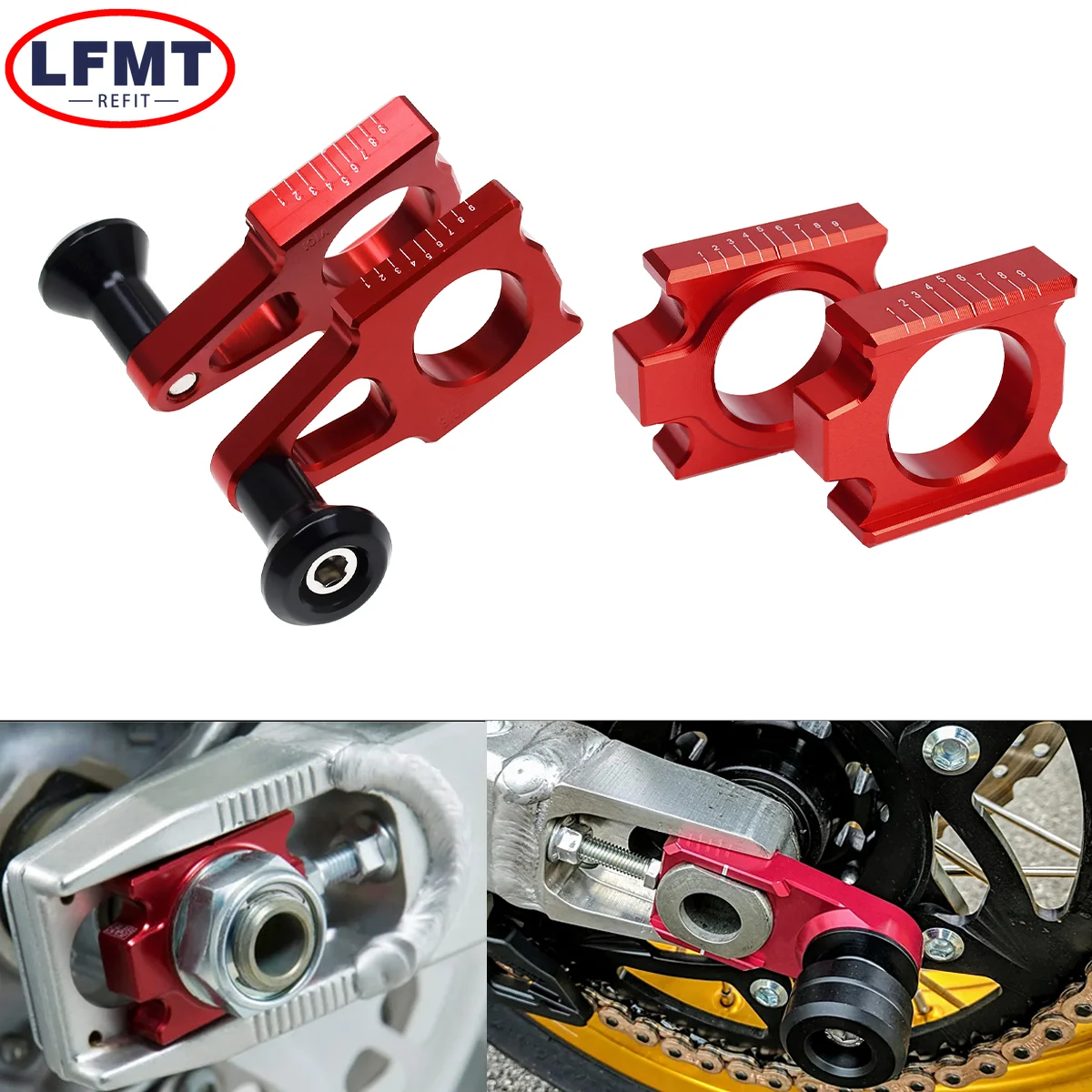 

Motorcycle Accessories CNC Rear Axle Block Chain Adjuster For Honda CRF250R 250X 250RX 450R 450X 450RX 450L CR125 250 parts