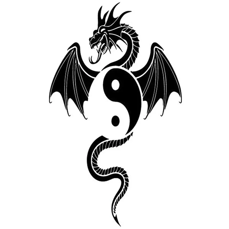 

Car Stickers Beautiful Yin Yang Dragon Design Pattern Car Decoration Stickers Waterproof Cover Scratch Black/white, 21cm*12cm