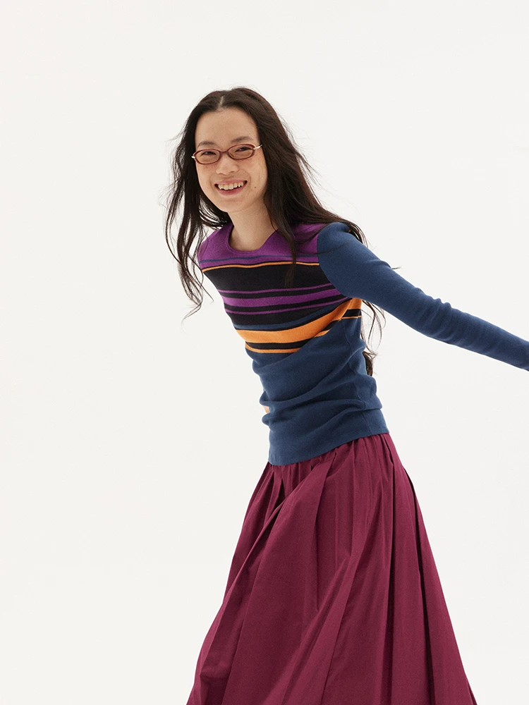 

597c Original Neutral Sle Women's Long Sve round Ne Knitwear Slim Fit Early Autumn Base Layer T-irt Inner Wear