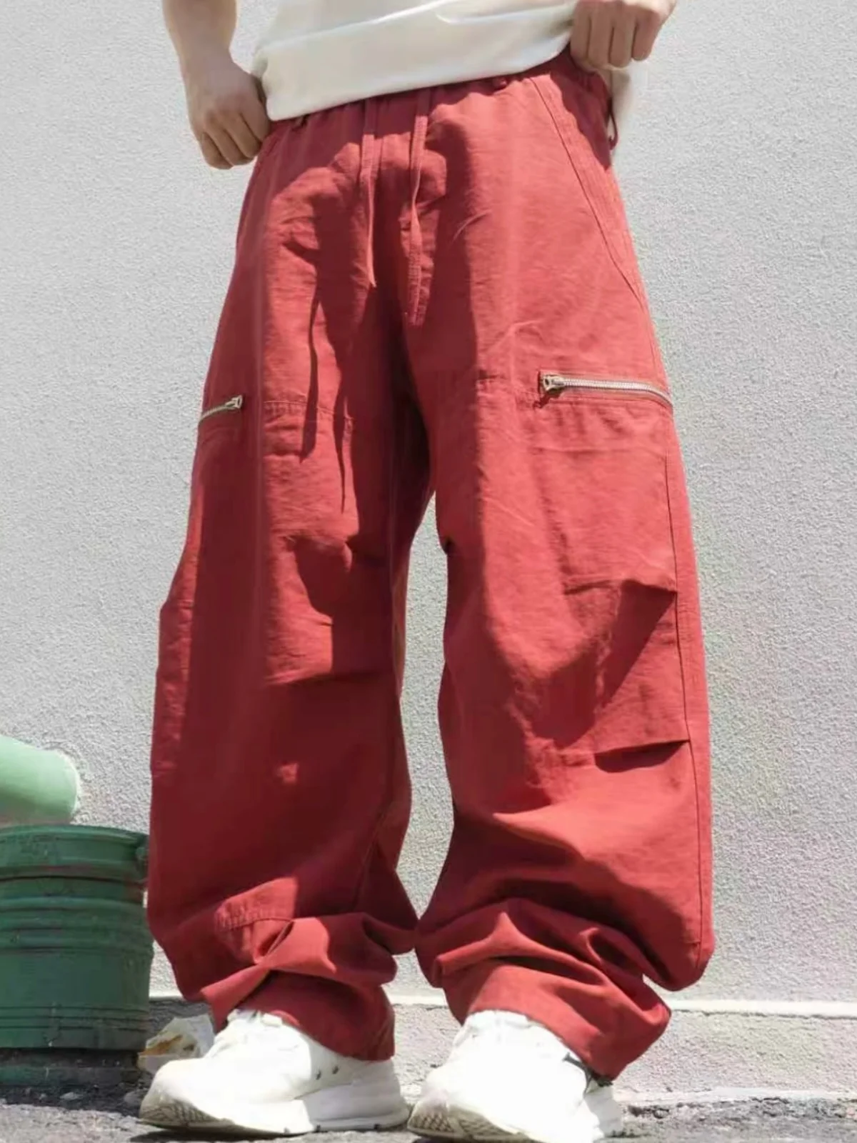 

Весенние мужские брюки в американском ретро-стиле: модные, свободные, дышащие, с широкими штанинами, прямые, на молнии, в стиле рабочей одежды