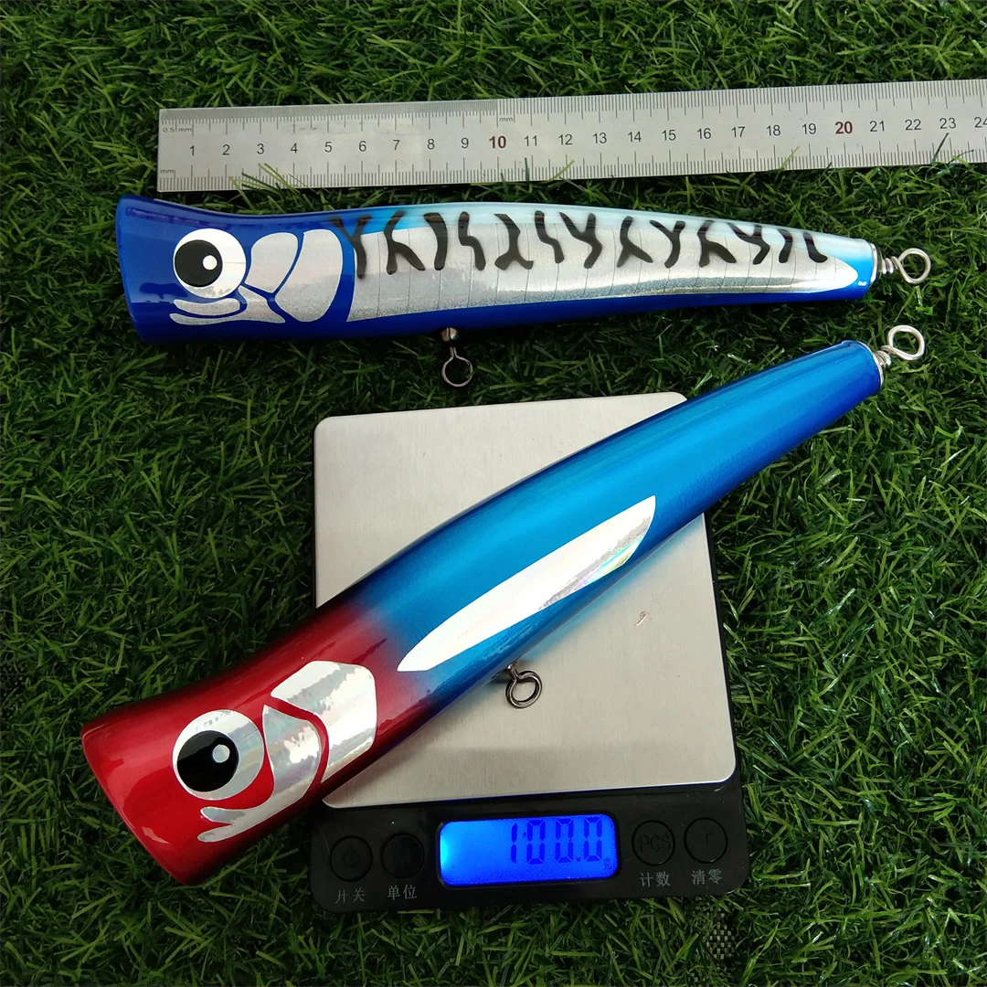 1pc 21cm 100g Pencil Wooden Lures Saltwater Fishing Bait Handmade Wooden Topwater Artifical Pencil Fishing Lure
