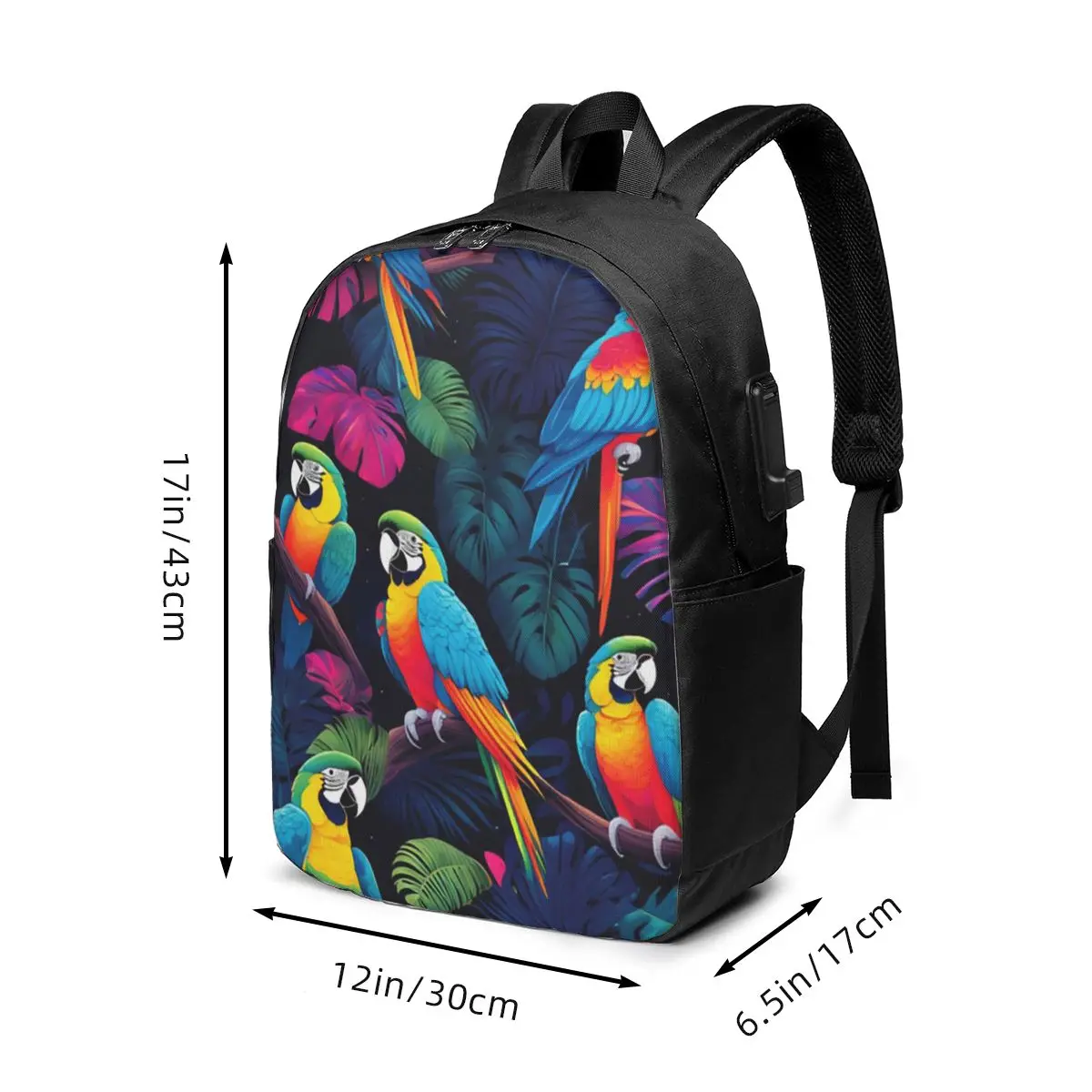Tropical Jungle With Colorful Parrots Backpack Travel Notebook Bag Computer College Student School Bag Laptop Shoulder Bags